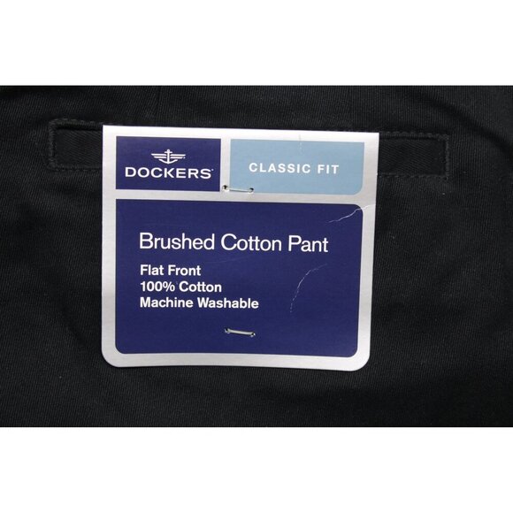 Dockers Men's Classic Fit Brushed Cotton Pant Flat Front Black Sz 34X30 NEW - Picture 8 of 13
